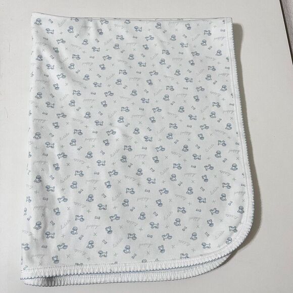 Nordstrom Baby Blue Little Puppy Dog Striped Boys Baby Blanket Lovey Lovie - Picture 6 of 16